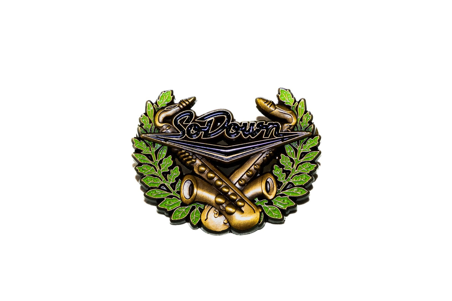 SoDown Saxophone Pin - Gold and Green